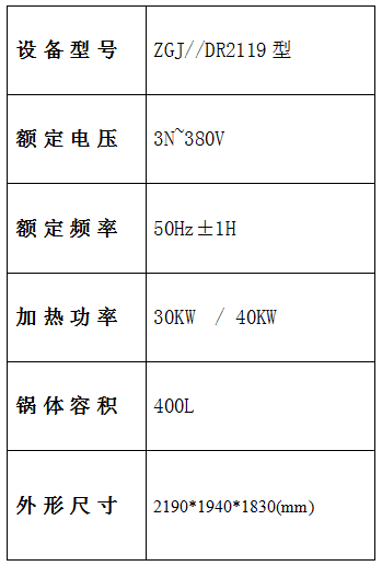 焯煮、油炸設備參數